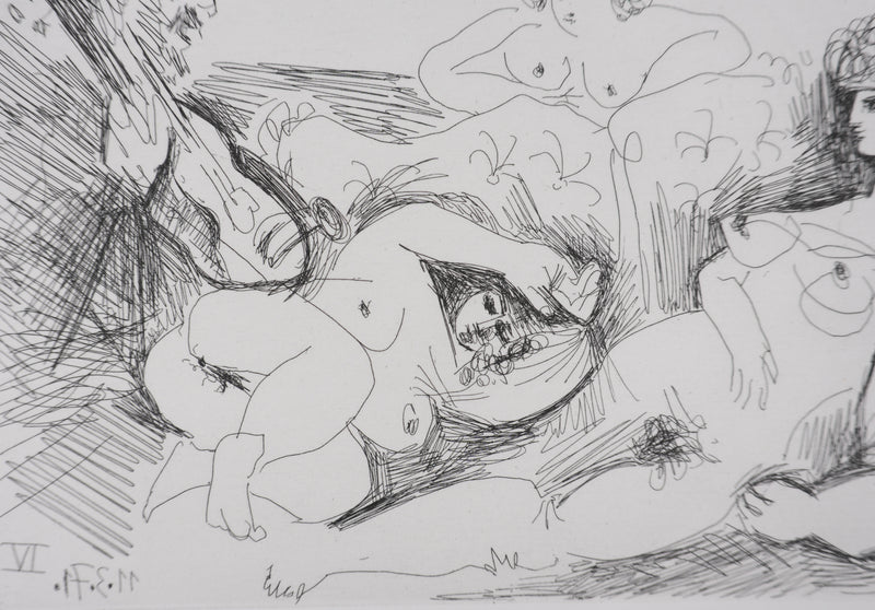 Pablo PICASSO : Les 156, Sérénade au bordel, Gravure originale signée