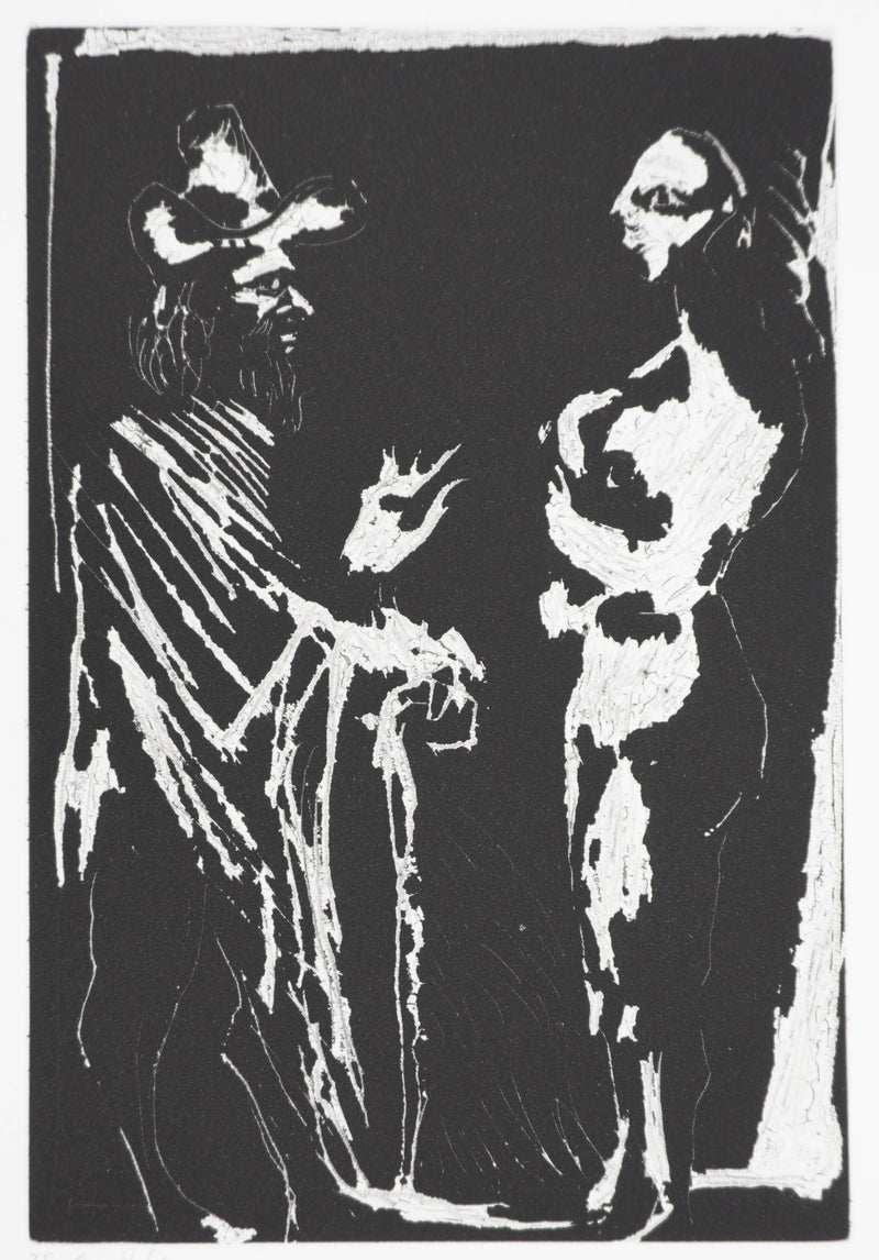 Pablo PICASSO : Les 156, Sur le seuil, Homme discutant avec une fille, Gravure originale signée