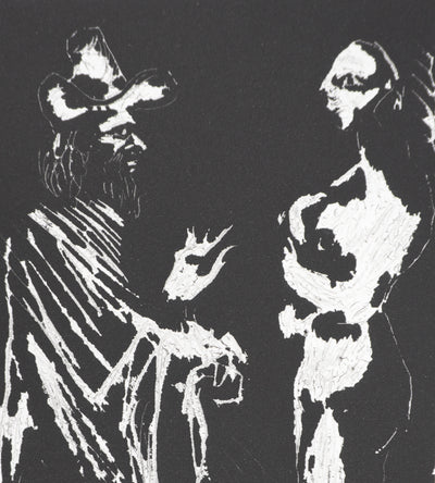Pablo PICASSO : Les 156, Sur le seuil, Homme discutant avec une fille, Gravure originale signée