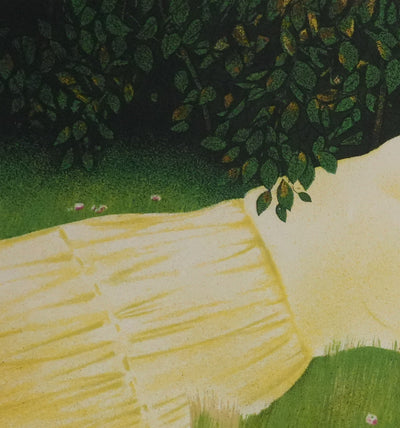 Yves GANNE : Repos avec les coquelicots, Lithographie originale signée
