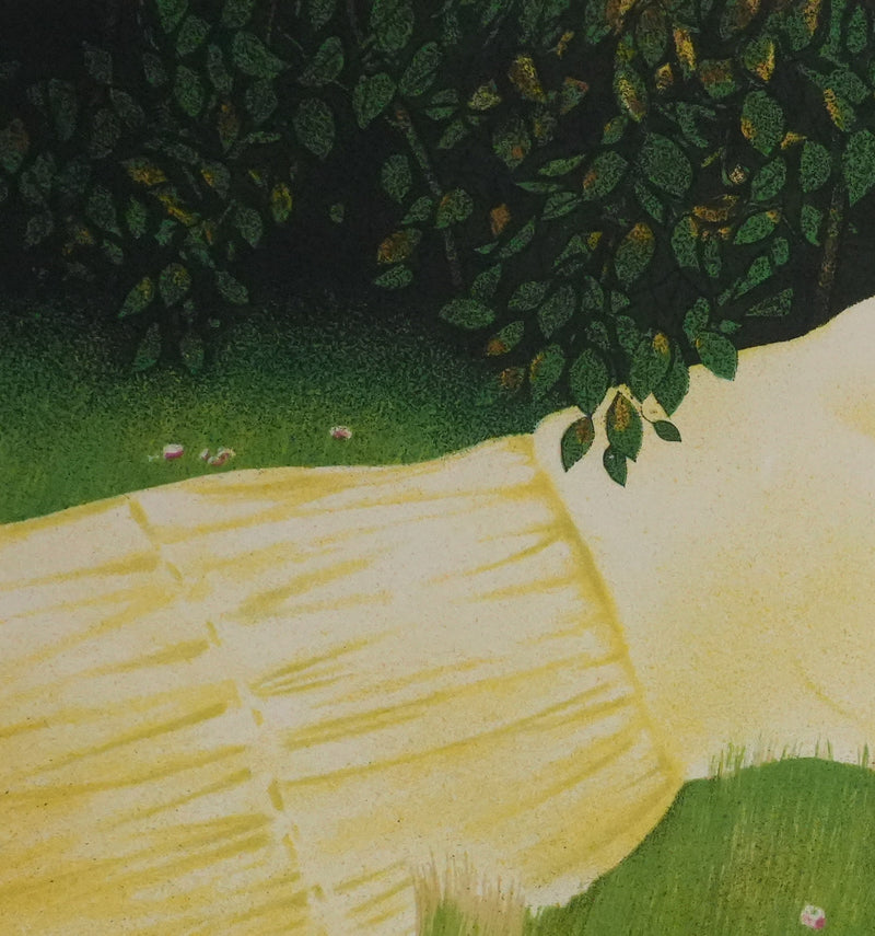 Yves GANNE : Repos avec les coquelicots, Lithographie originale signée