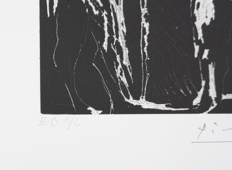 Pablo PICASSO : Les 156, Sur le seuil, Homme discutant avec une fille, Gravure originale signée