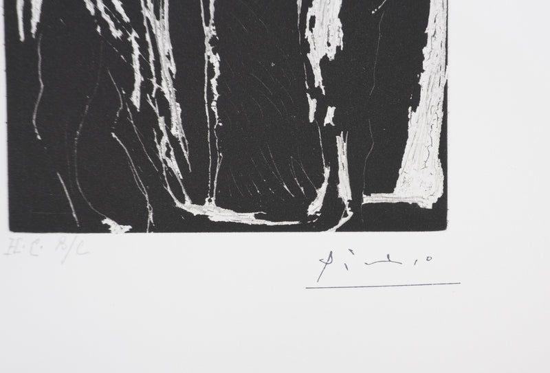 Pablo PICASSO : Les 156, Sur le seuil, Homme discutant avec une fille, Gravure originale signée