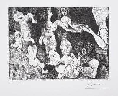 Pablo PICASSO : Les 156, Marin rêveur avec deux femmes, Gravure originale signée
