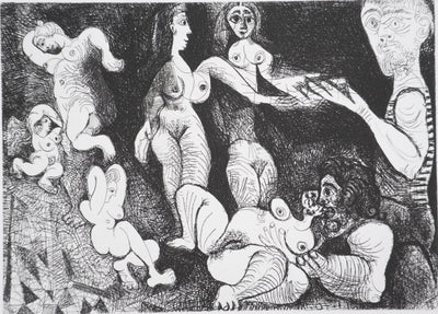 Pablo PICASSO : Les 156, Marin rêveur avec deux femmes, Gravure originale signée