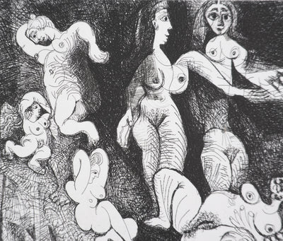 Pablo PICASSO : Les 156, Marin rêveur avec deux femmes, Gravure originale signée