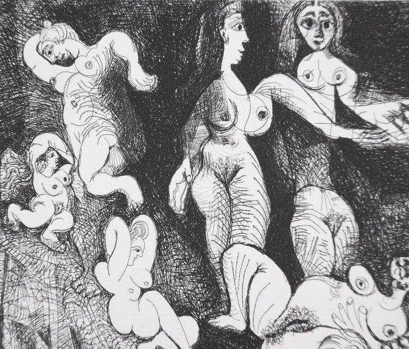 Pablo PICASSO : Les 156, Marin rêveur avec deux femmes, Gravure originale signée