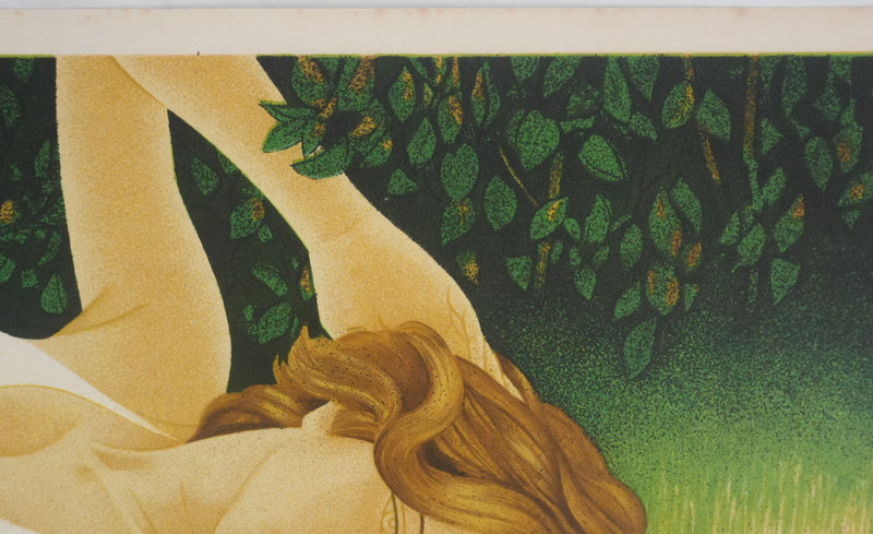 Yves GANNE : Repos avec les coquelicots, Lithographie originale signée