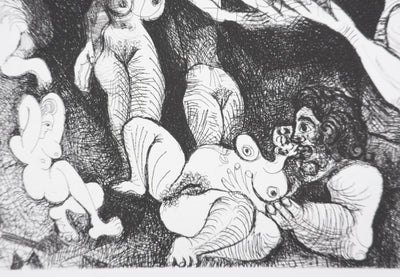 Pablo PICASSO : Les 156, Marin rêveur avec deux femmes, Gravure originale signée