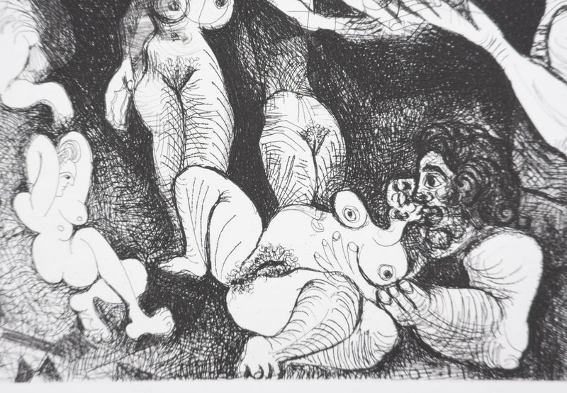 Pablo PICASSO : Les 156, Marin rêveur avec deux femmes, Gravure originale signée