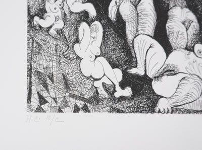 Pablo PICASSO : Les 156, Marin rêveur avec deux femmes, Gravure originale signée