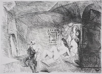 Pablo PICASSO : Les 156, Peintre, modèle et toile, Gravure originale signée