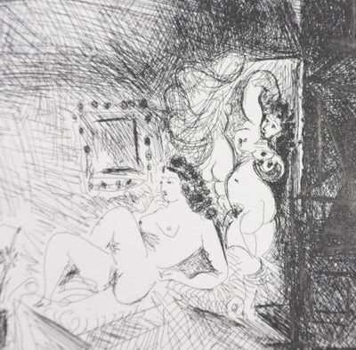 Pablo PICASSO : Les 156, Peintre, modèle et toile, Gravure originale signée