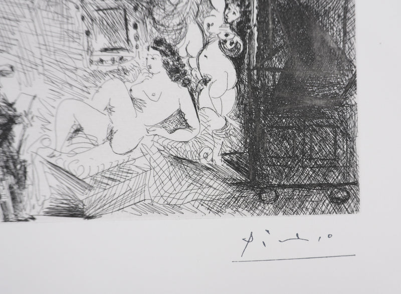 Pablo PICASSO : Les 156, Peintre, modèle et toile, Gravure originale signée