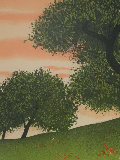 Yves GANNE : Dans le champs de coquelicots, Lithographie originale signée