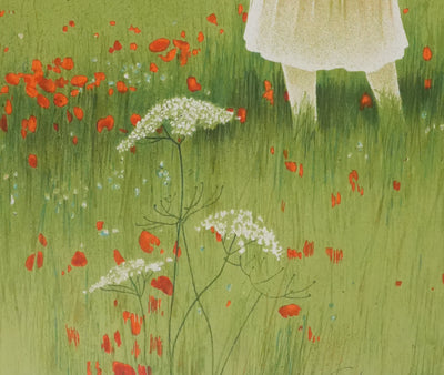 Yves GANNE : Dans le champs de coquelicots, Lithographie originale signée