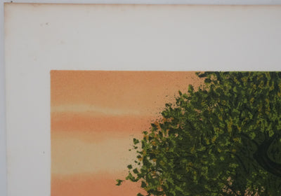 Yves GANNE : Dans le champs de coquelicots, Lithographie originale signée