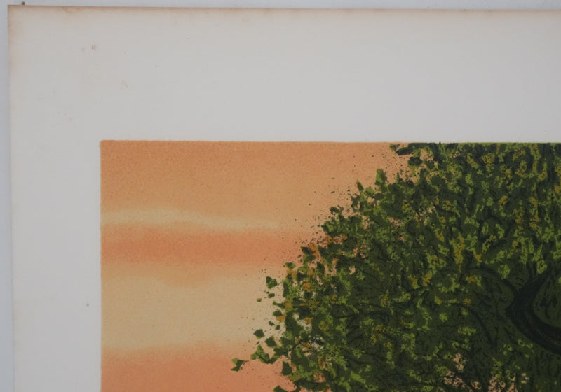 Yves GANNE : Dans le champs de coquelicots, Lithographie originale signée