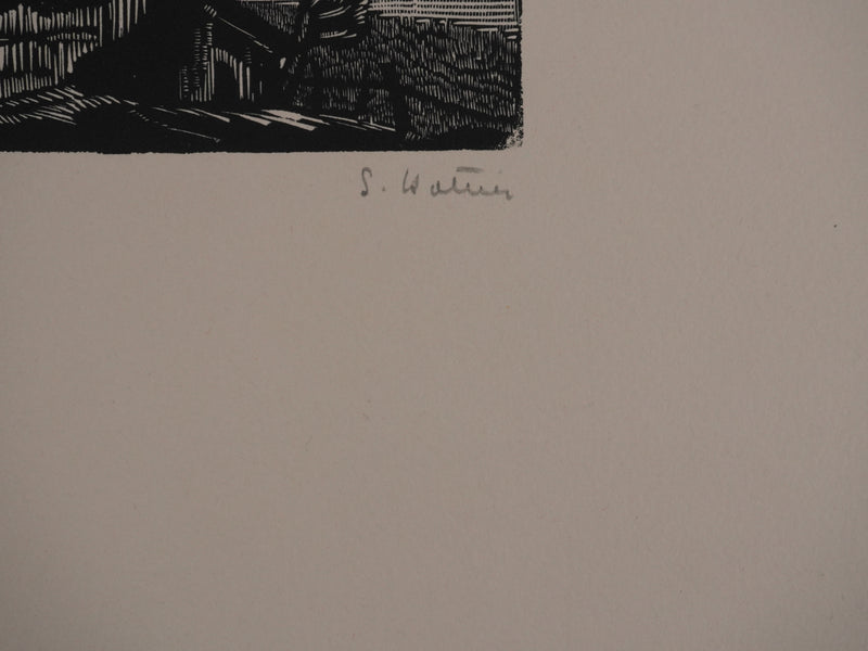 Suzanne von HOTTIER-VAHL : Le cabanon, Gravure originale signée