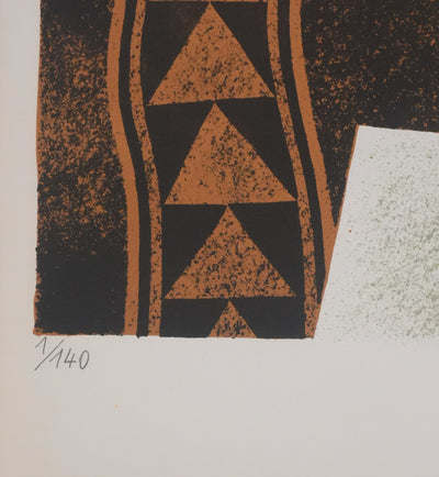 Yves GANNE : Fleurs de lys et poissons rouges, Lithographie originale signée