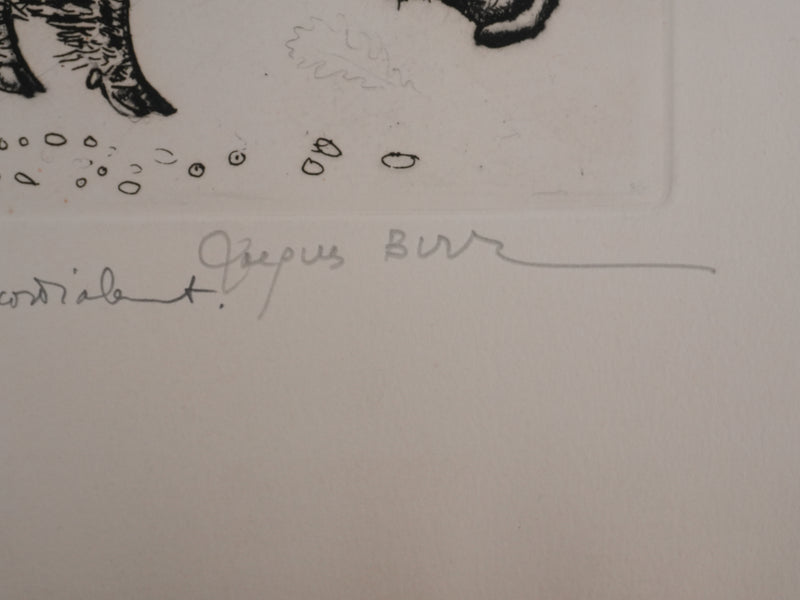 Jacques BIRR : Le sanglier, Gravure originale signée