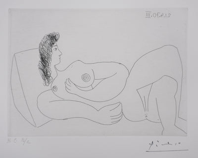 Pablo PICASSO : Les 156, Odalisque au coussin, Gravure originale signée
