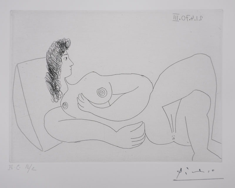 Pablo PICASSO : Les 156, Odalisque au coussin, Gravure originale signée