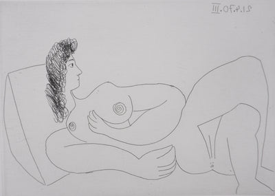 Pablo PICASSO : Les 156, Odalisque au coussin, Gravure originale signée