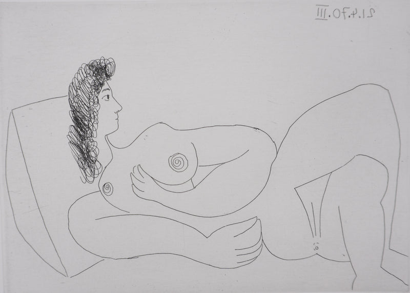 Pablo PICASSO : Les 156, Odalisque au coussin, Gravure originale signée