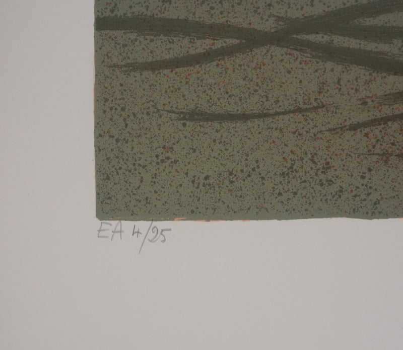 Yves GANNE : Navigation au coucher de soleil, Lithographie originale signée