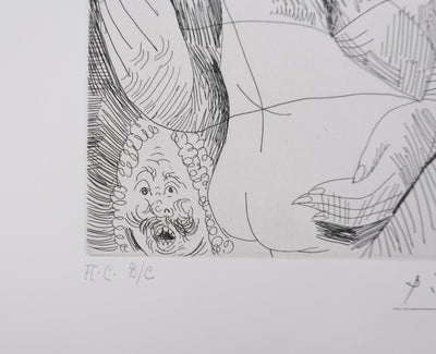 Pablo PICASSO : Les 156, Quatre femmes et tête rembranesque, Gravure originale signée