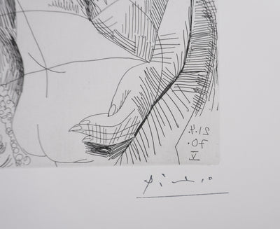 Pablo PICASSO : Les 156, Quatre femmes et tête rembranesque, Gravure originale signée