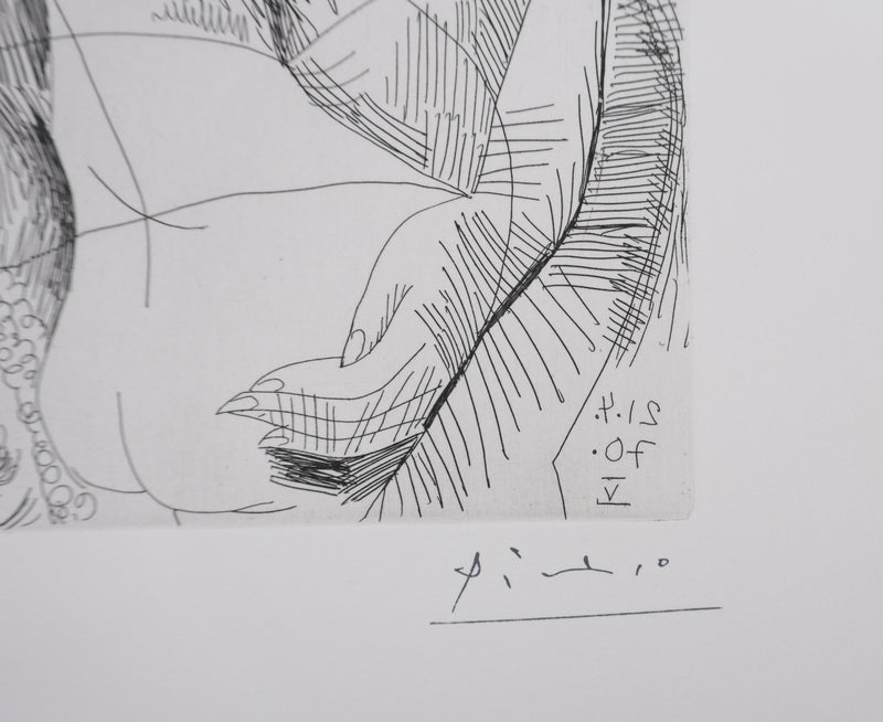 Pablo PICASSO : Les 156, Quatre femmes et tête rembranesque, Gravure originale signée