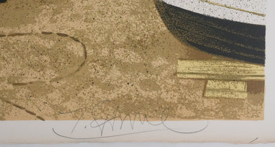 Yves GANNE : Barques au repos, Lithographie originale signée