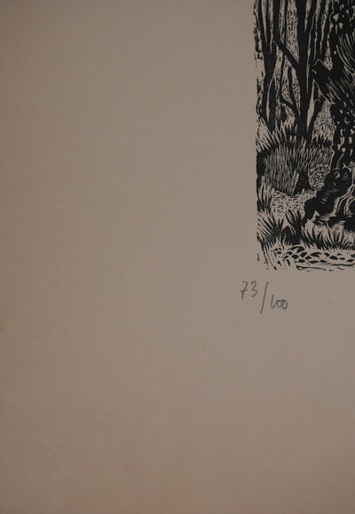 Robert TRAUT : La forêt, Gravure originale signée