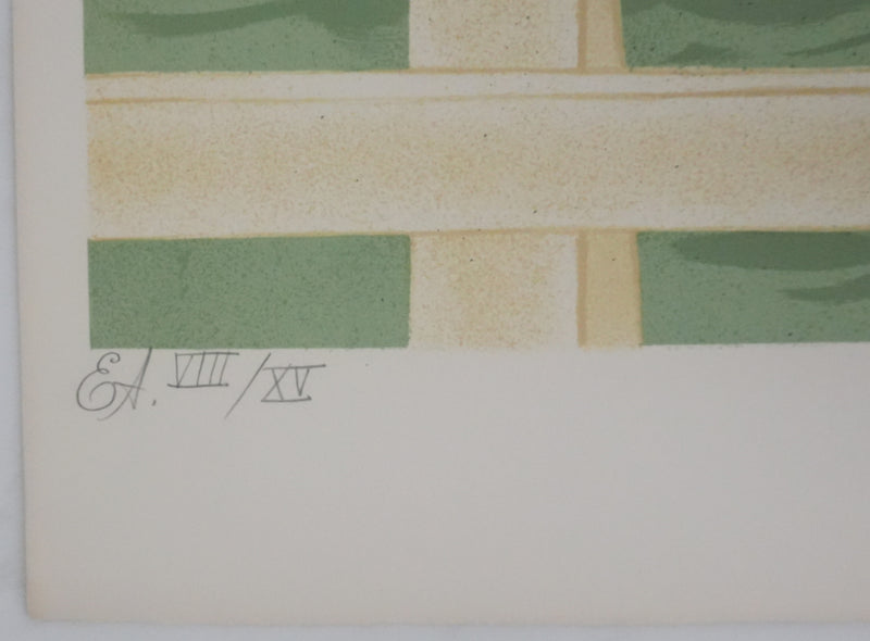 Yves GANNE : Jeune femme devant le voilier, Lithographie originale signée