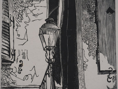 Charles FAVET : La rue des chats à Troyes, Gravure originale signée