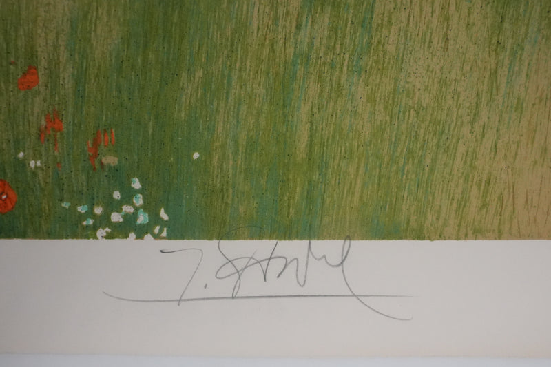 Yves GANNE : Balade à travers les coquelicots, Lithographie originale signée
