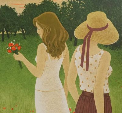 Yves GANNE : La cueillette des coquelicots II, Lithographie originale signée