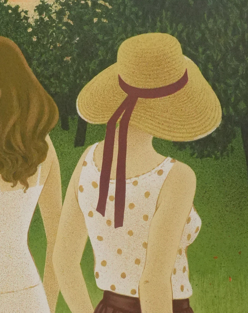 Yves GANNE : La cueillette des coquelicots, Lithographie originale signée