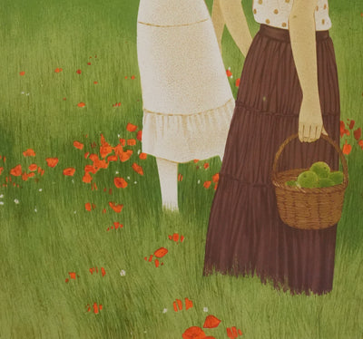 Yves GANNE : La cueillette des coquelicots, Lithographie originale signée