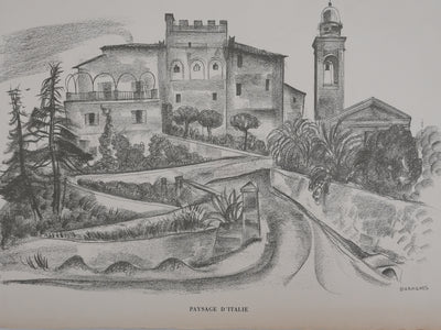 Jean-Gabriel DARAGNES : Palais italien, Lithographie originale signée