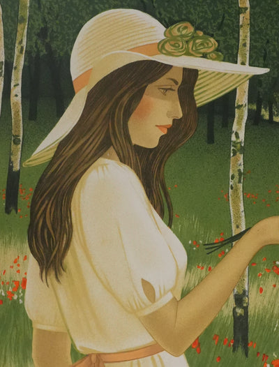 Yves GANNE : Le coquelicot dans les mains, Lithographie originale signée