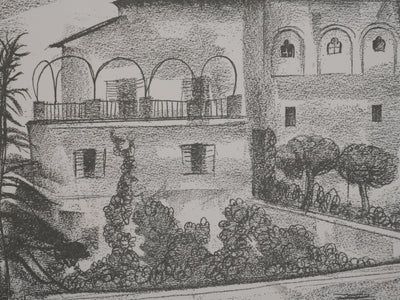 Jean-Gabriel DARAGNES : Palais italien, Lithographie originale signée
