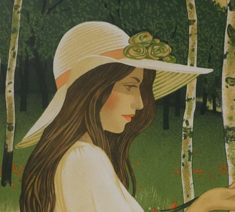 Yves GANNE : Le coquelicot dans les mains, Lithographie originale signée