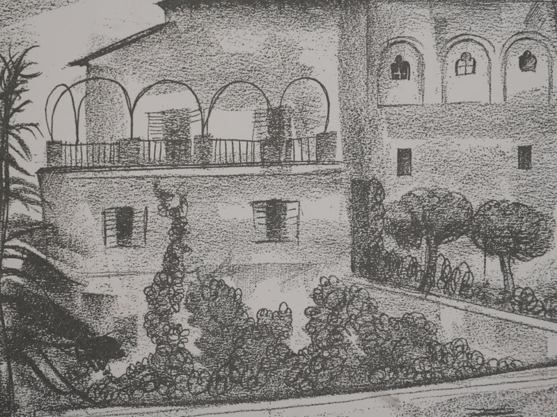 Jean-Gabriel DARAGNES : Palais italien, Lithographie originale signée