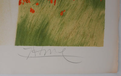 Yves GANNE : Le coquelicot dans les mains, Lithographie originale signée