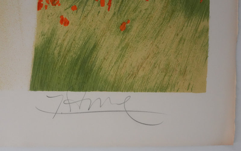 Yves GANNE : Le coquelicot dans les mains, Lithographie originale signée