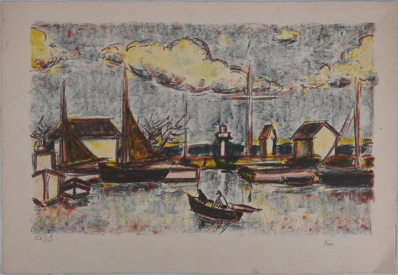 Jean DRIES : Les voiliers, Lithographie originale signée