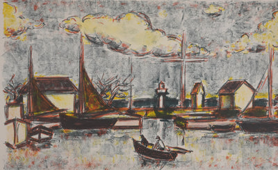 Jean DRIES : Les voiliers, Lithographie originale signée